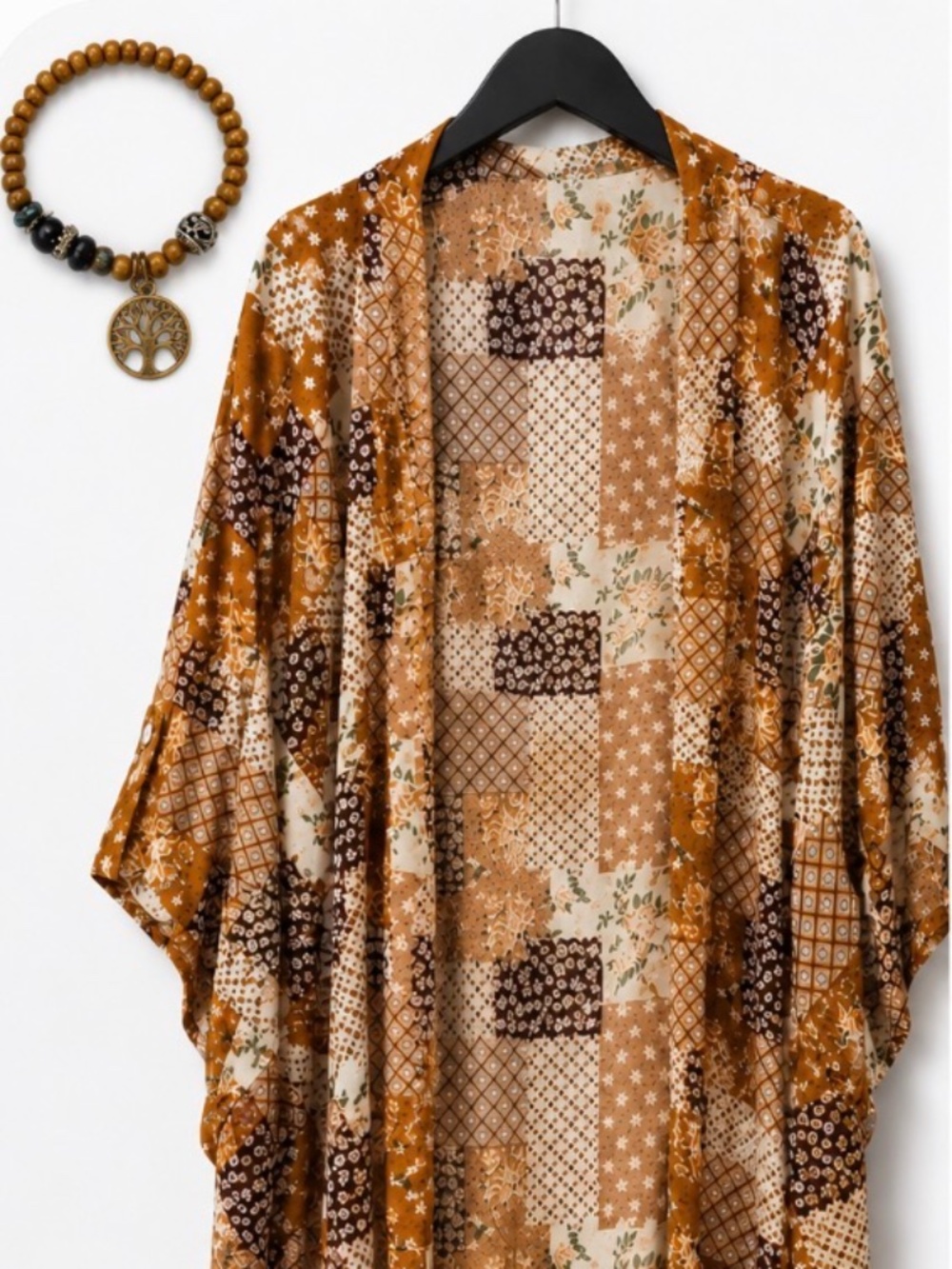 Justin Taylor Patchwork Floral Kimono‎ Open Front Cover Up NWT Length 30"